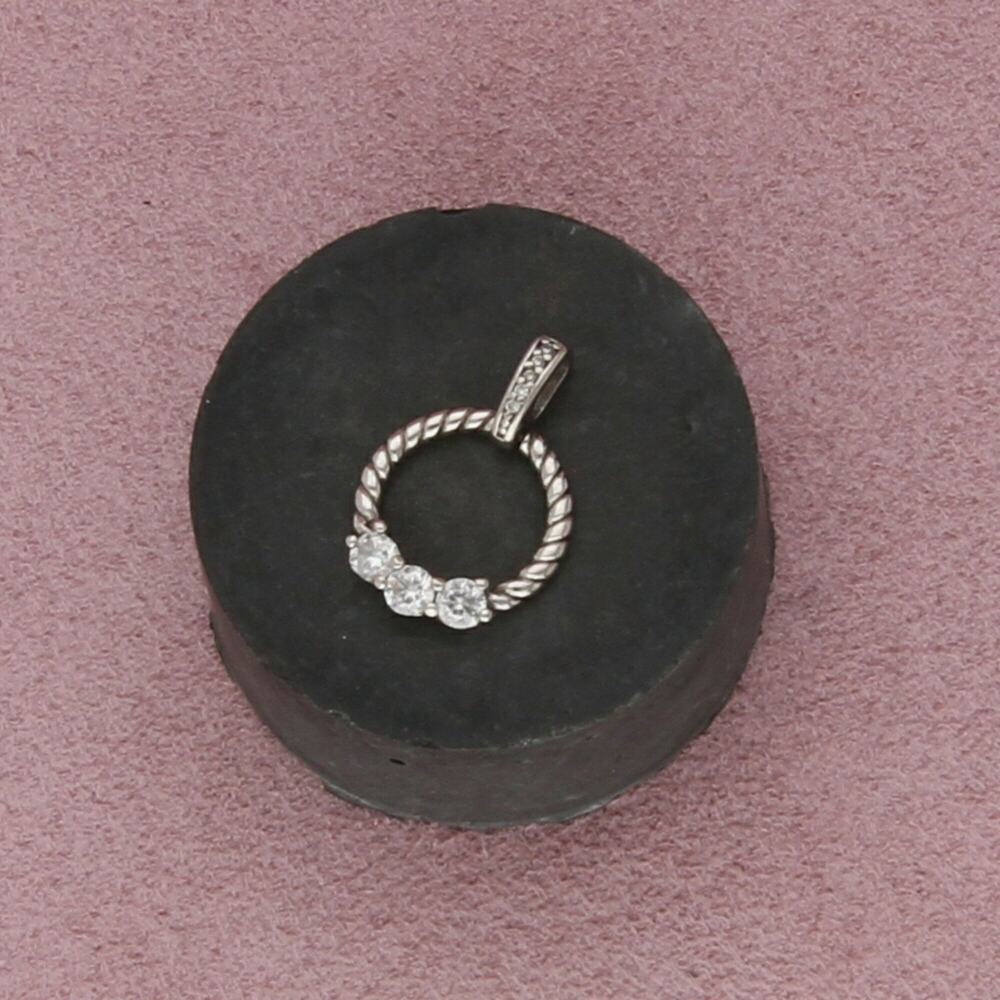 sterling silver clear cz cable ring pendant